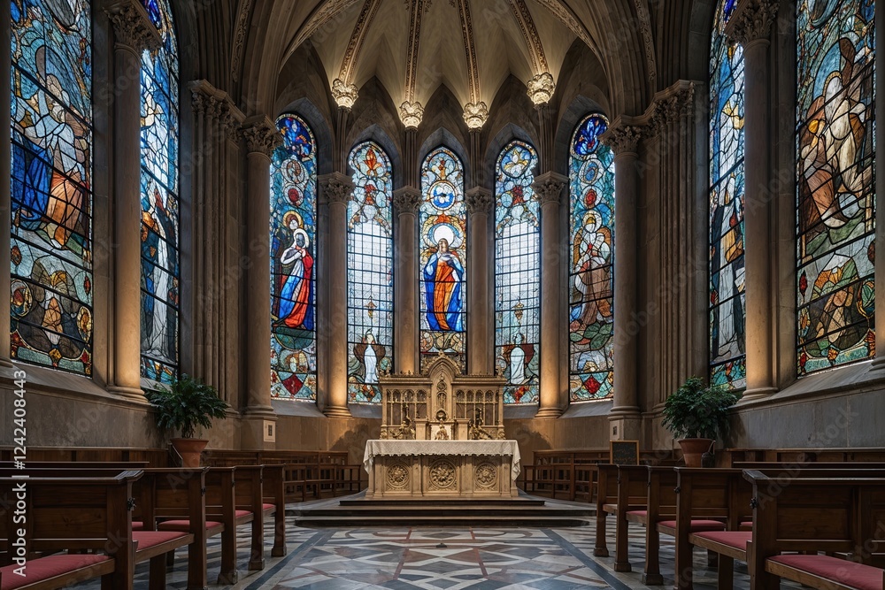 Obraz premium Inspiration and Architecture of Stained Glass at Chiesa del Redentore in Milan, Italy