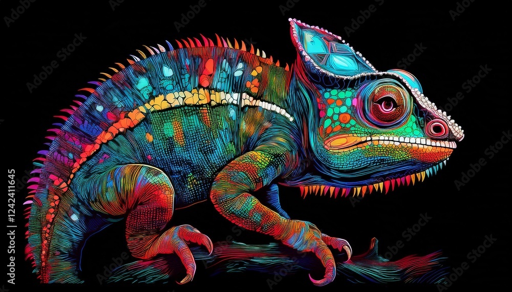 Chameleon on a black background Chameleon on a black background