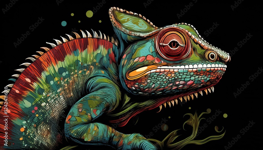 Fototapeta premium Chameleon on a black background