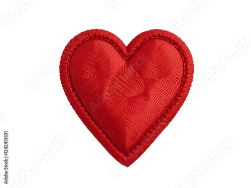 Embroidered red heart patch badge isolated on transparent background png photo