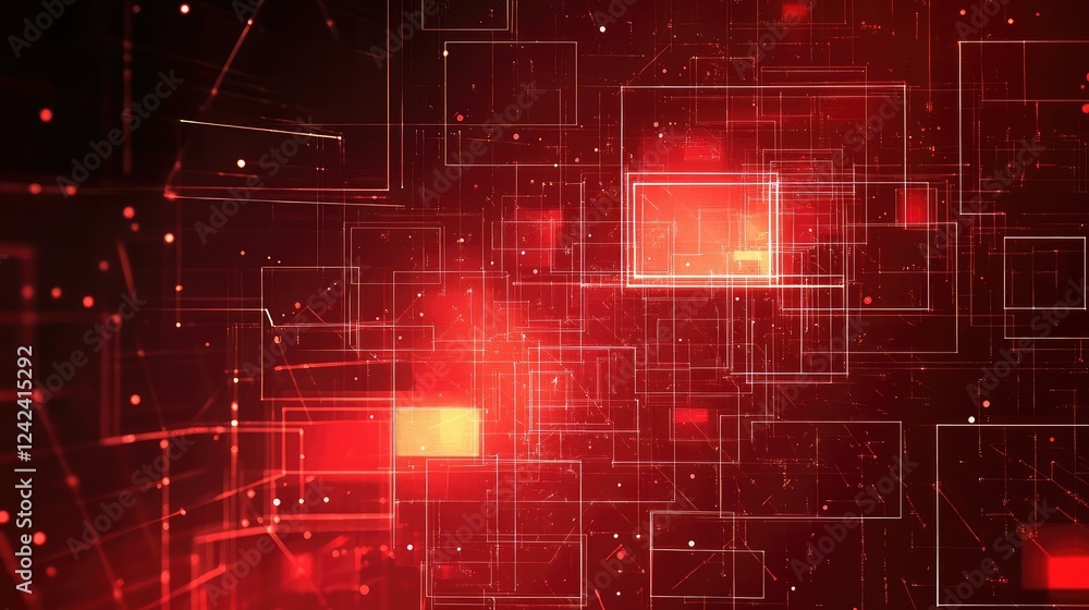 Abstract digital background with glowing rectangles in red hues, evoking futuristic technology and data visualization concepts, perfect for tech and innovation themes. Abstract digital background with glowing rectangles in red hues, evoking futuristic technology and data visualization concepts, perfect for tech and innovation themes.