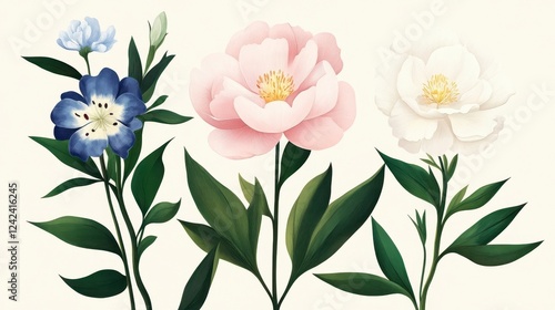 Wallpaper Mural Elegant Floral Arrangement with Pink, White, and Blue Blooms Torontodigital.ca