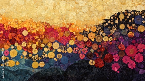 Vibrant Colorful Floral Pattern with Abstract Background Design