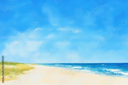 Wallpaper Mural Gentle Waves Breaking on Sandy Shore in an Oil Painting Style Landscape Torontodigital.ca