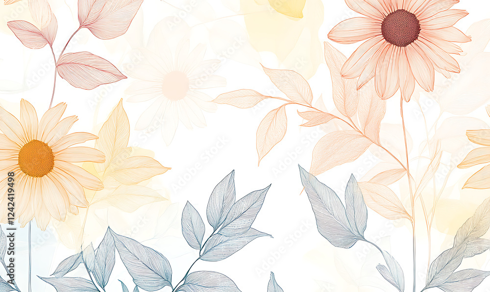 flowers and leaves in pictures illustrator2D flowers and leaves in pictures illustrator2D