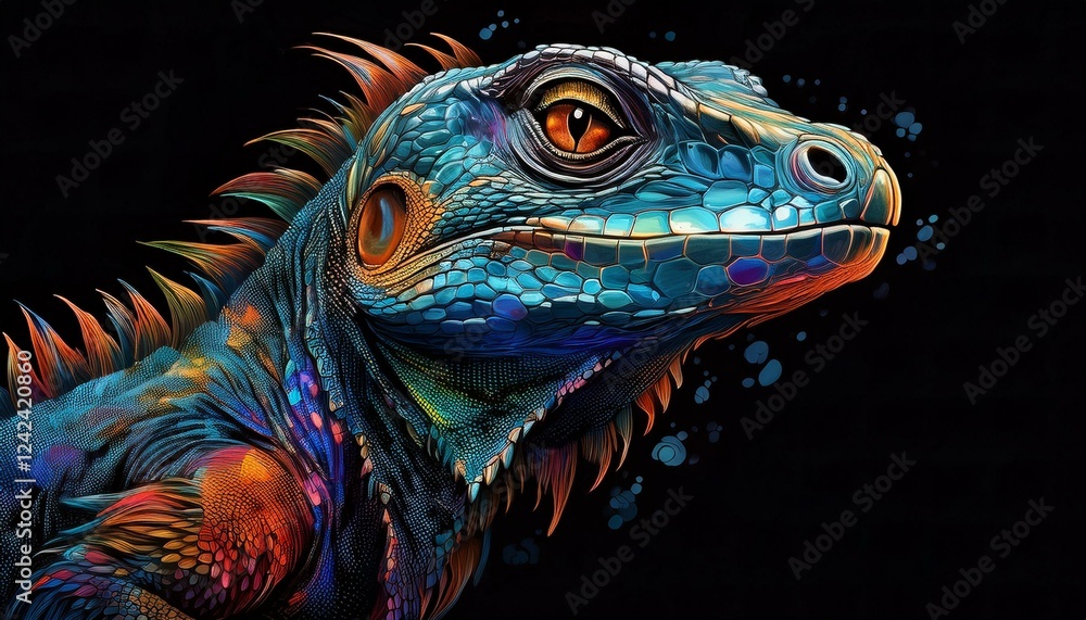 Fototapeta premium Lizard on a black background