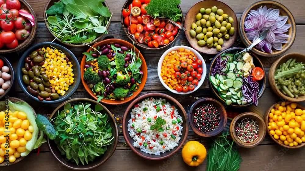 Vibrant and Healthy Food Bowls: A Colorful Culinary Delight Vibrant and Healthy Food Bowls: A Colorful Culinary Delight