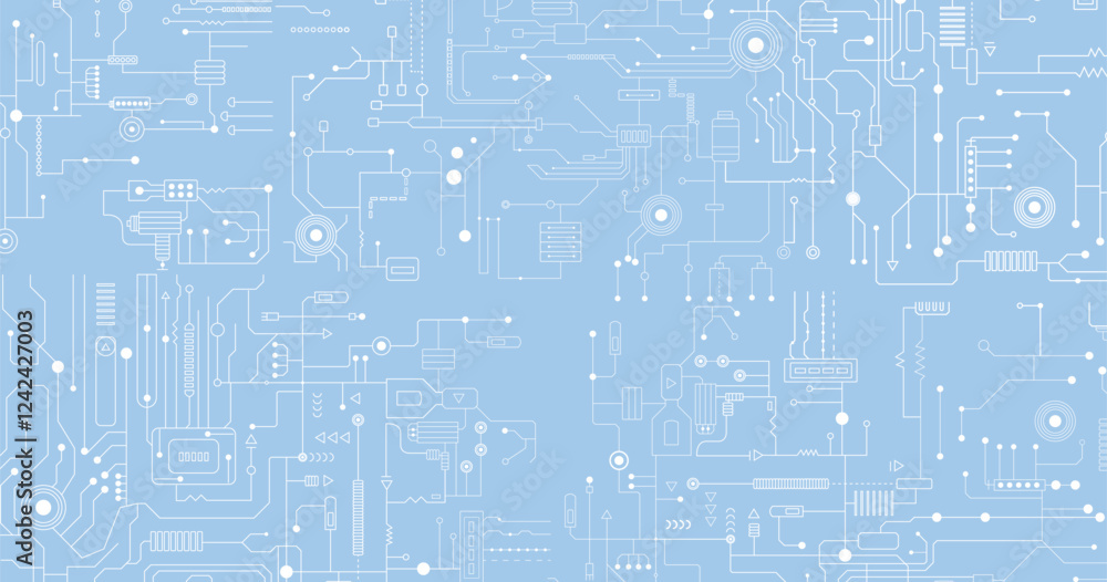 Circuit board seamless pattern isolated on white background.
Circuit board seamless pattern isolated on white background.