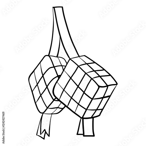 Hand drawn traditional ketupat doodle photo