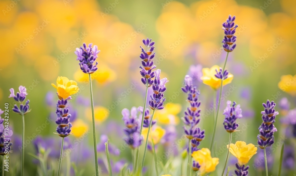 Lavender, buttercups, field, summer, floral, bokeh, background, nature, beauty, website Lavender, buttercups, field, summer, floral, bokeh, background, nature, beauty, website