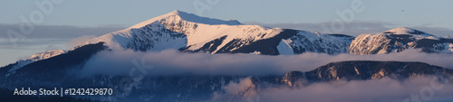 Panorama of winter Austrian Alps. photo