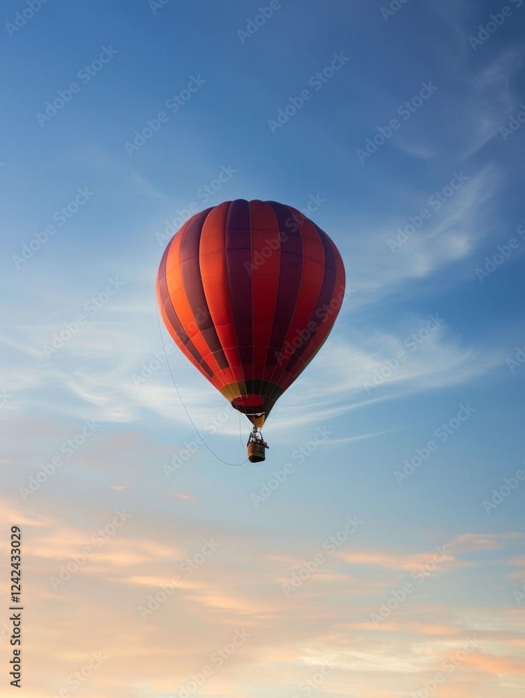 Fototapeta premium A Hot Air Balloon Soaring Through the Dreamy Evening Sky