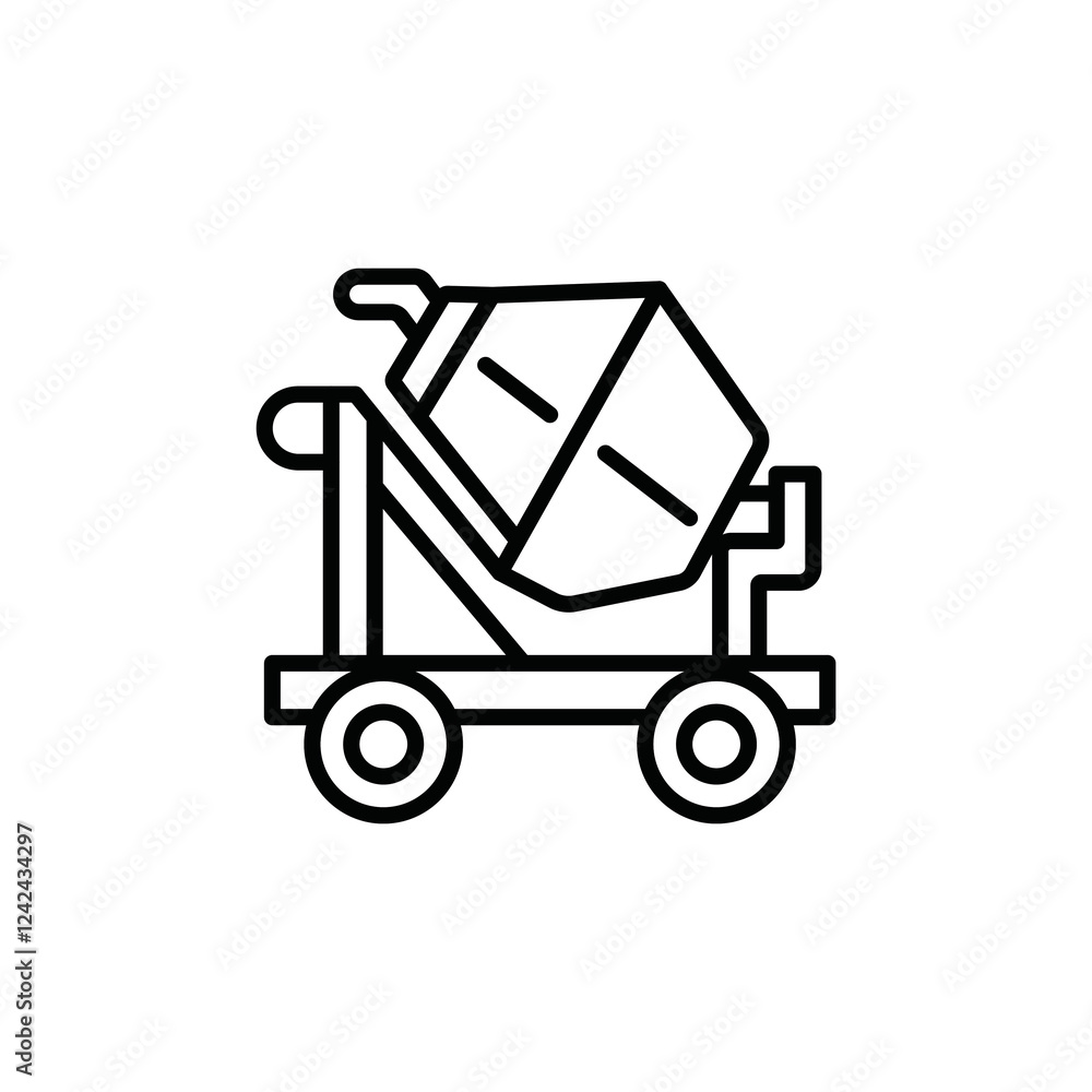 Fotografie cement mixer logo icon illustration flat