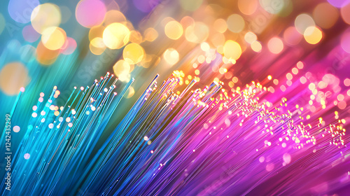 Wallpaper Mural Vibrant fiber optic strands illuminated with colorful bokeh lights create mesmerizing visual effect Torontodigital.ca