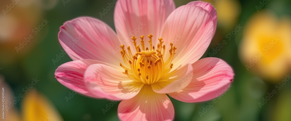 Close-up of a vibrant pink and yellow flower in bloom Close-up of a vibrant pink and yellow flower in bloom