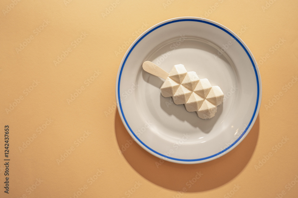 White Geometric Popsicle on Plate White Geometric Popsicle on Plate
