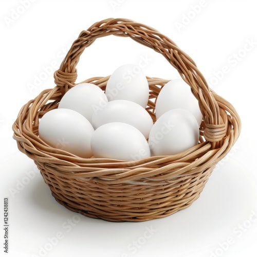 Wallpaper Mural Fresh White Eggs in a Natural Brown Basket for Kitchen Decor Torontodigital.ca