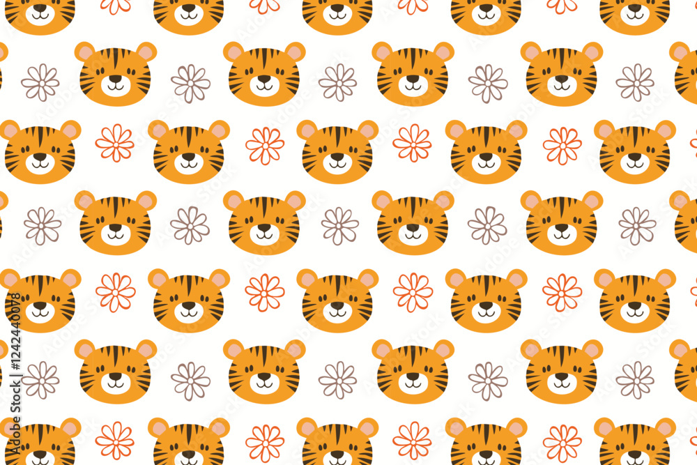 Cute tiger seamless pattern background illustration Cute tiger seamless pattern background illustration