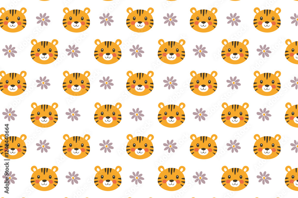 Cute tiger seamless pattern background illustration Cute tiger seamless pattern background illustration