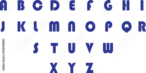 Set of complete Scrabble capital letters English alphabet icons in trendy blue colors flat styles. Education signs pictogram vectors illustration isolated on transparent background.