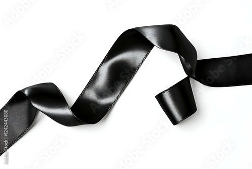 Black ribbon isolated on white background. Ribbon image for decoration design. photo