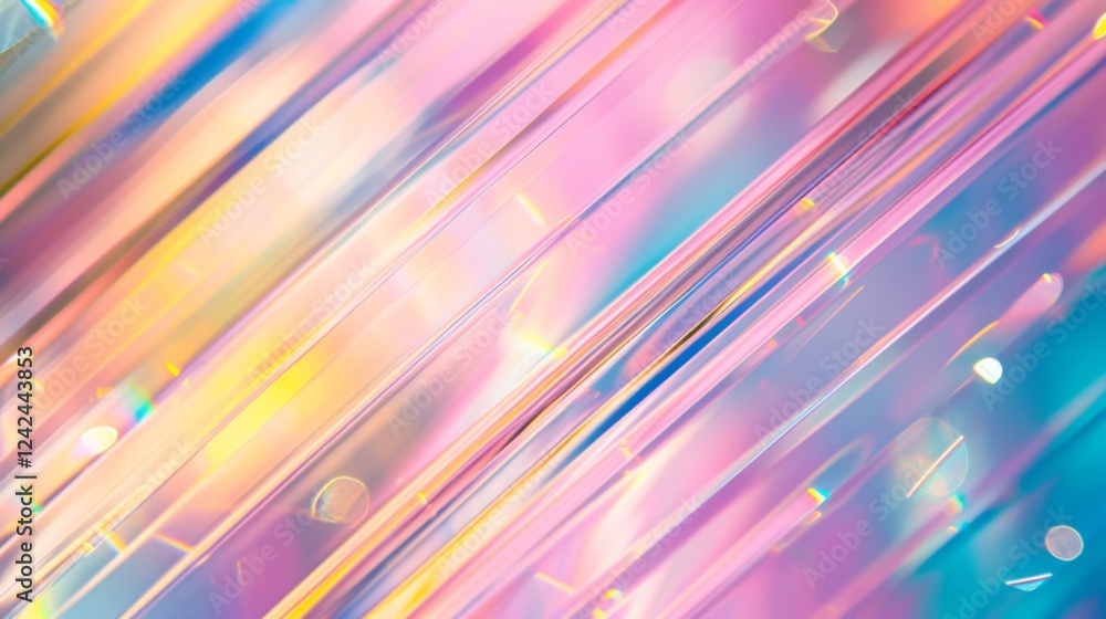 Obraz premium Shimmering Lines and Stripes in Vibrant Shades of Pink, Blue, and Yellow