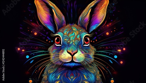 Wallpaper Mural Rabbit on a black background Torontodigital.ca