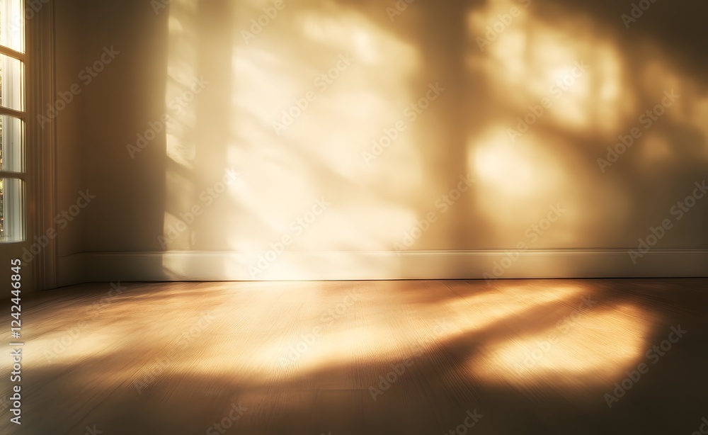 Sunlight Illuminates Empty Room Floor And Walls Sunlight Illuminates Empty Room Floor And Walls