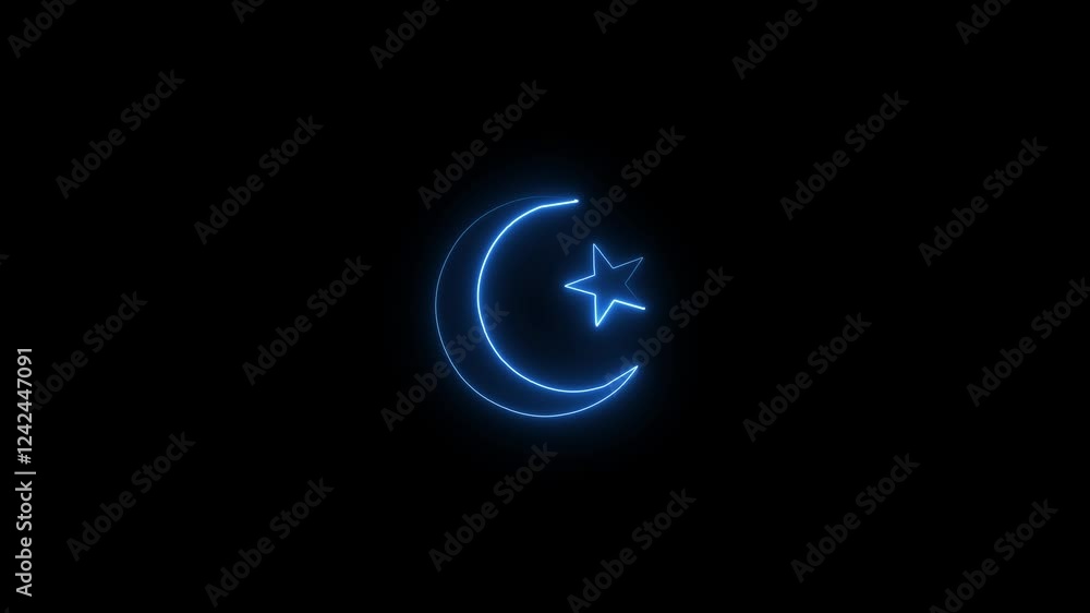 animated video of moon and star shapes with neon saber effects animated video of moon and star shapes with neon saber effects