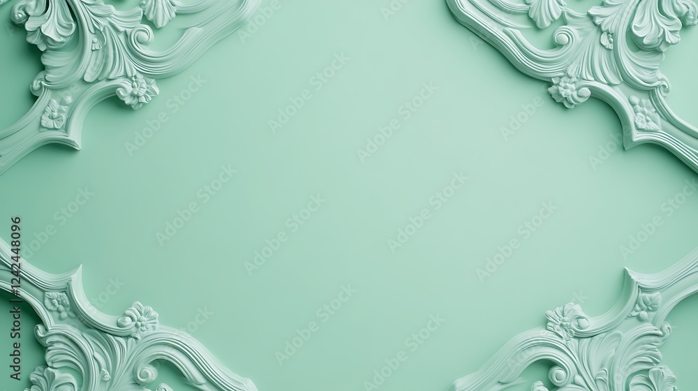 Fototapeta premium Mint green ornate frame background (1)