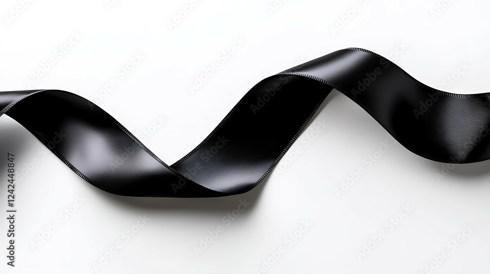Black ribbon isolated on white background with clipping path and copy space. Black ribbon isolated on white background with clipping path and copy space.