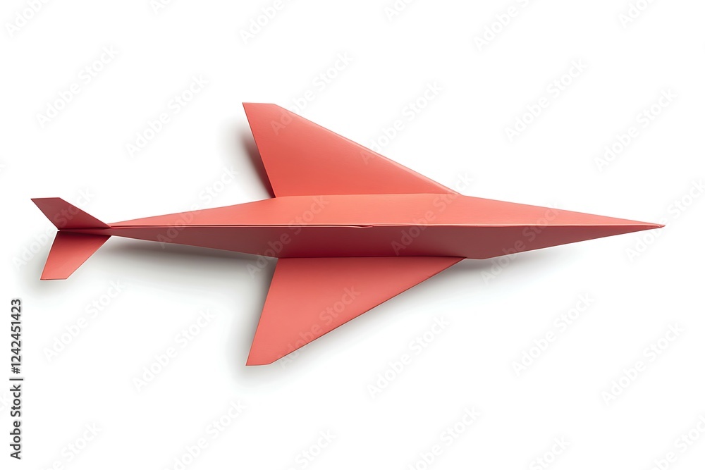 Fototapeta premium Paper airplane. Red paper plane on white