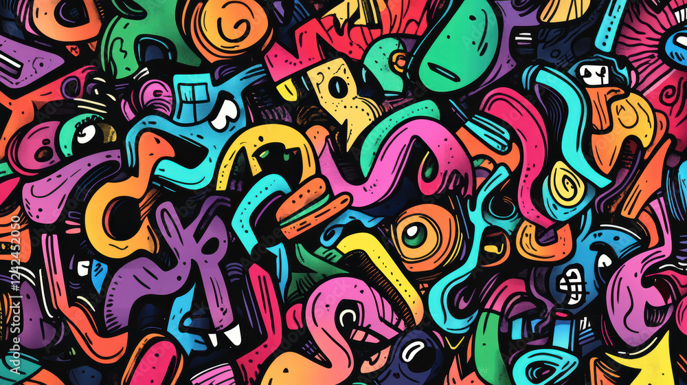 vibrant mix of colorful doodle shapes and abstract designs creates playful and energetic visual experience. lively patterns evoke sense of creativity and fun vibrant mix of colorful doodle shapes and abstract designs creates playful and energetic visual experience. lively patterns evoke sense of creativity and fun
