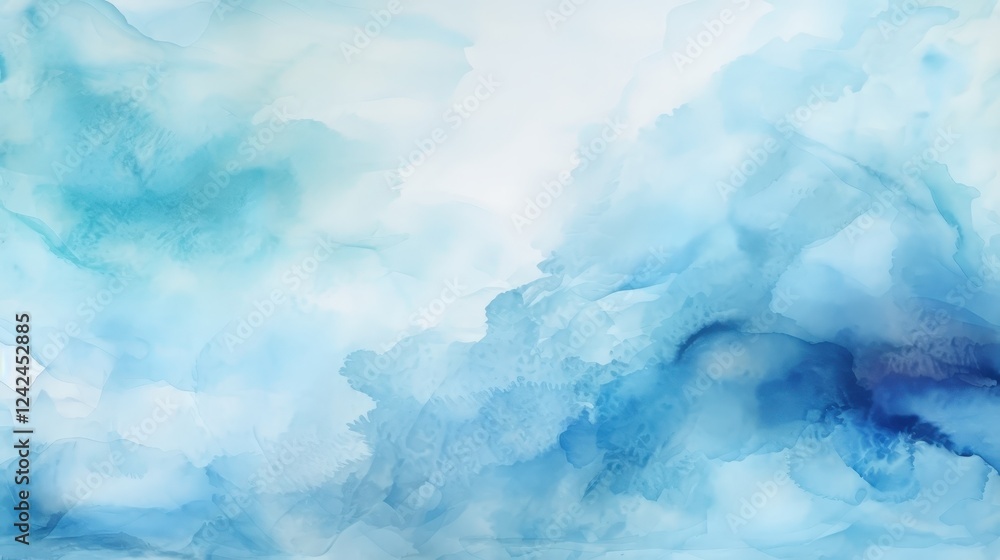 Fototapeta premium Abstract Blue Watercolor Background with Soft Flowing Shapes for Creative Projects and Artistic Designs, Ideal for Print and Digital Media
