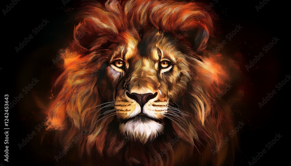 Lion on a black background Lion on a black background