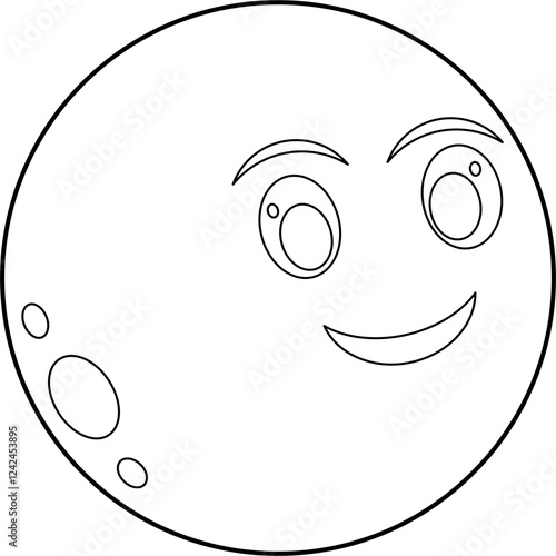 Smiling moon coloring outline vector