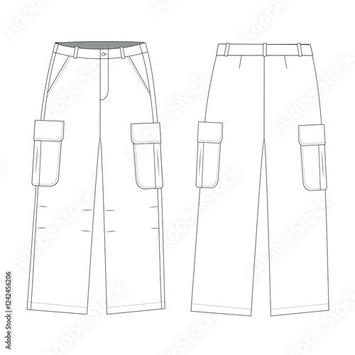 cargo pants mockup template clothing vector design
