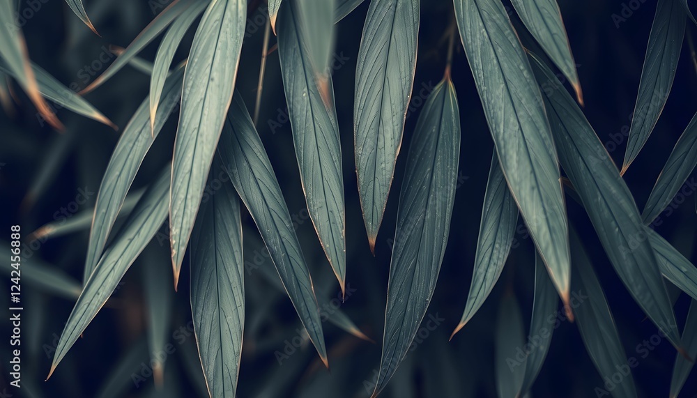 The Allure of Deep Teal: A Close-Up Study of Lush, Tropical Foliage The Allure of Deep Teal: A Close-Up Study of Lush, Tropical Foliage