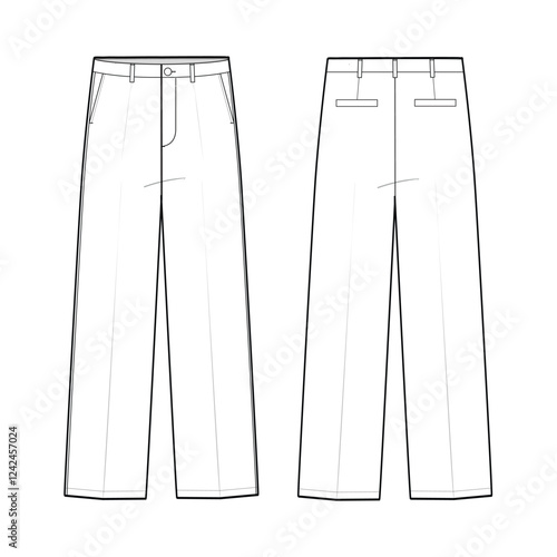 pleated pants mockup template clothing vector design