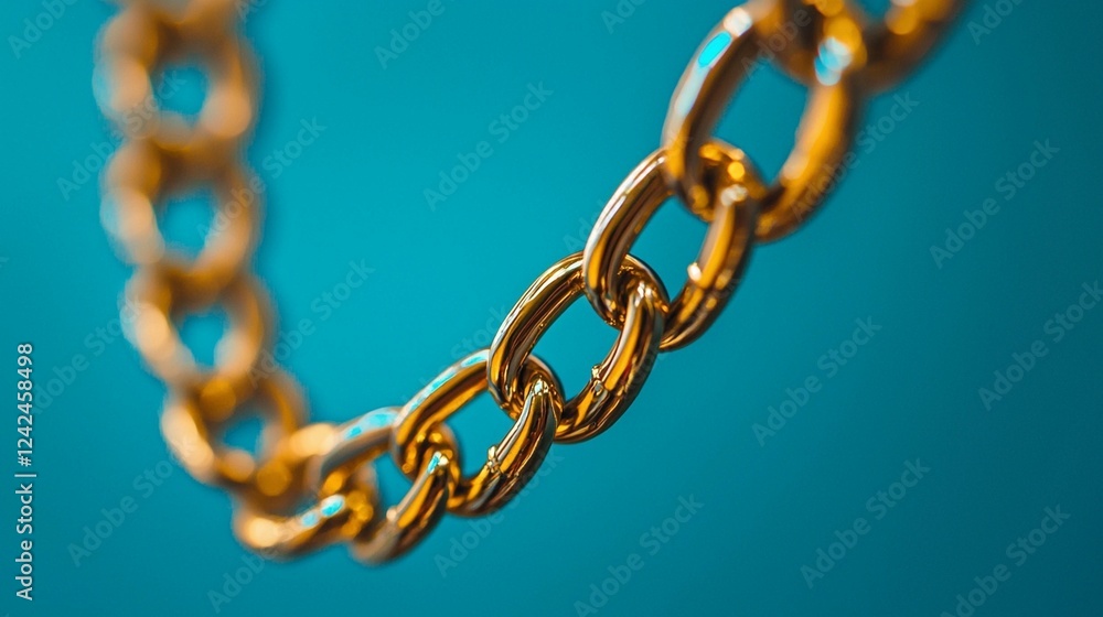 Fototapeta premium Golden Chain Links, Close-up