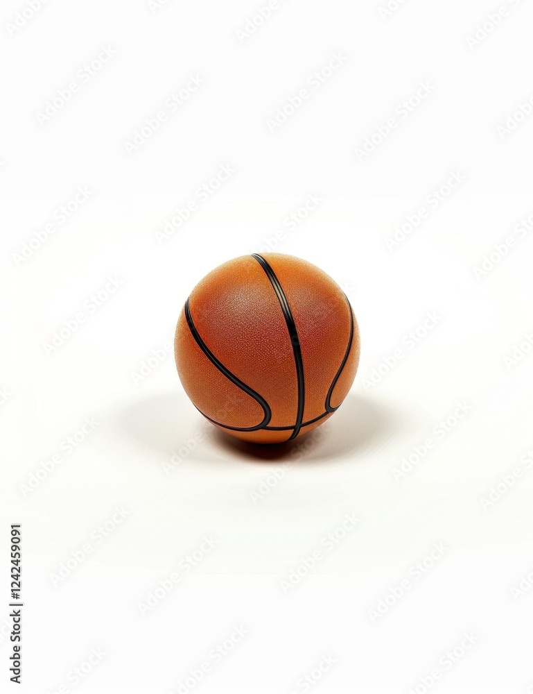 Basketball on White Background with Symmetrical Line Design Basketball on White Background with Symmetrical Line Design