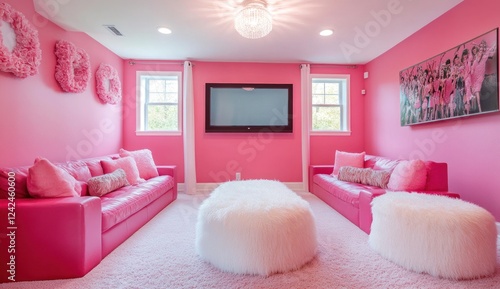 Pink Teenage Girl's Room Interior Design photo