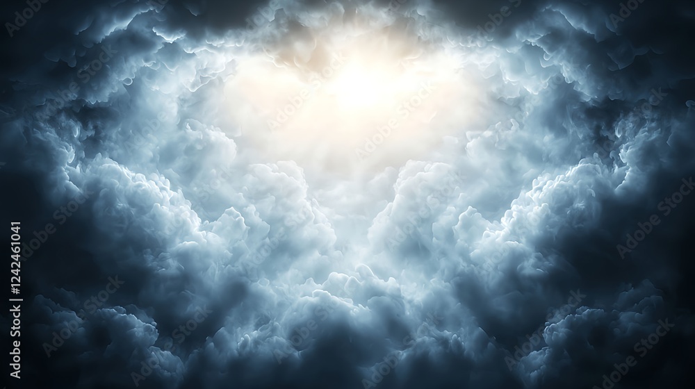 Dramatic Dark Clouds Parting to Reveal Bright Light Dramatic Dark Clouds Parting to Reveal Bright Light