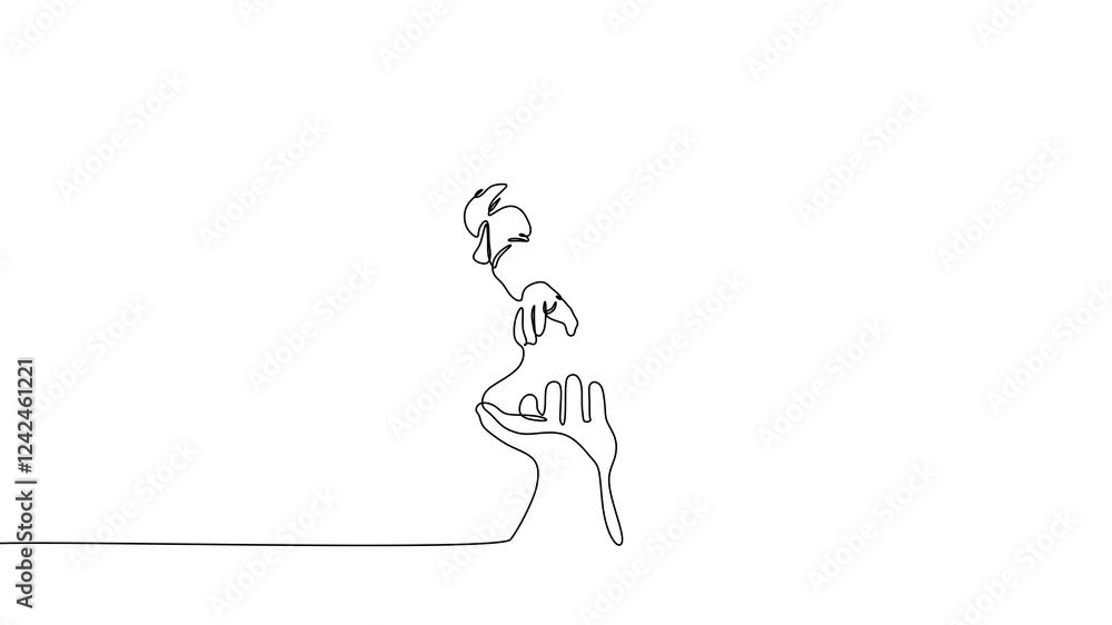 Continuous one line drawing animation of helping hand. Act of kindness theme. person help his friend. Animation video Continuous one line drawing animation of helping hand. Act of kindness theme. person help his friend. Animation video