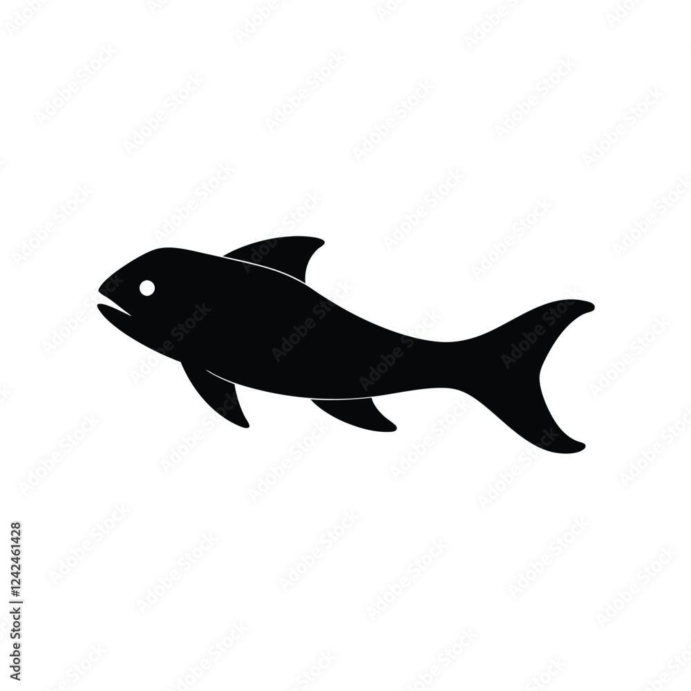 Fototapeta premium Black Ghost Knifefish Silhouette Vector and Black Ghost Knifefish Black Design Art