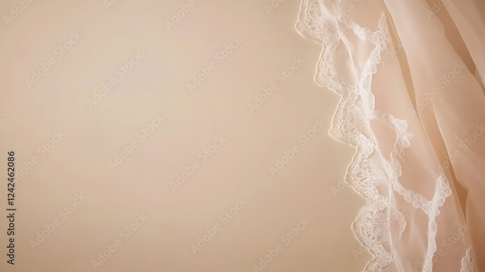 Beige background, lace fabric drape Beige background, lace fabric drape