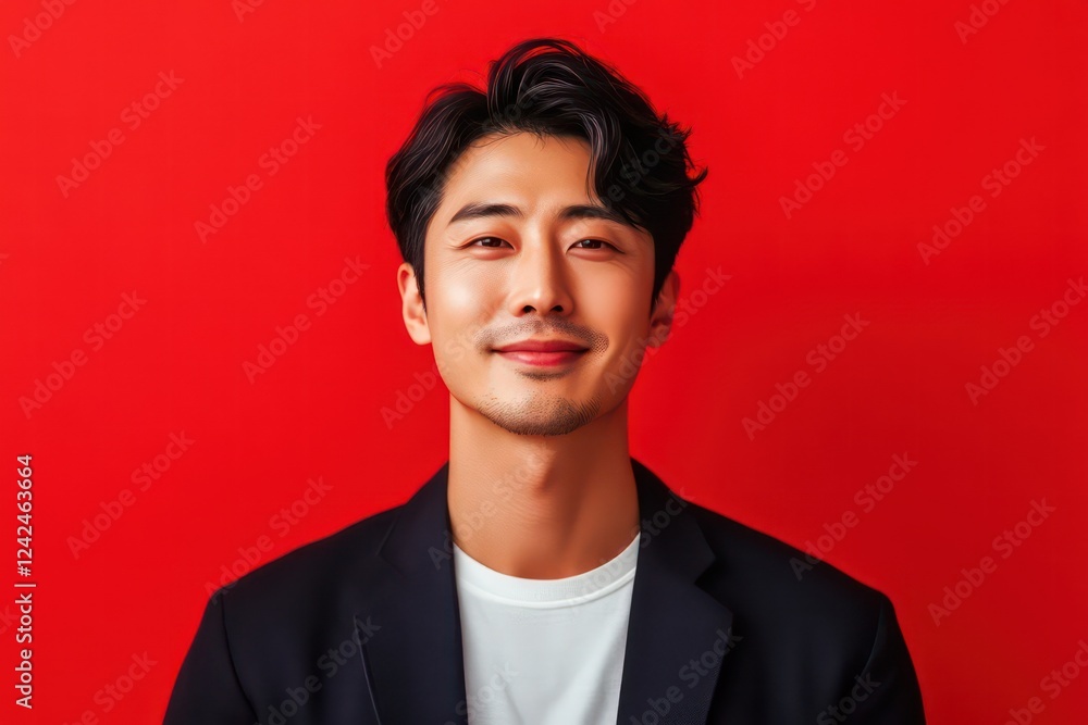 Planning promotion, red background, Asian, face-to-face photo, lively, festive, half-body, live promotional poster, smile Planning promotion, red background, Asian, face-to-face photo, lively, festive, half-body, live promotional poster, smile