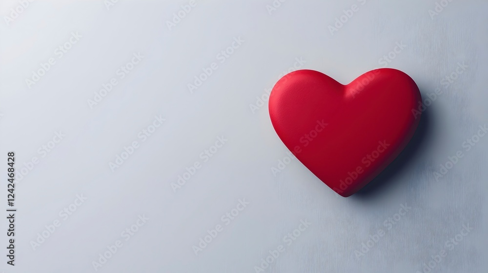 Fototapeta premium Red Heart Shape on Light Background for Love and Romance Themes
