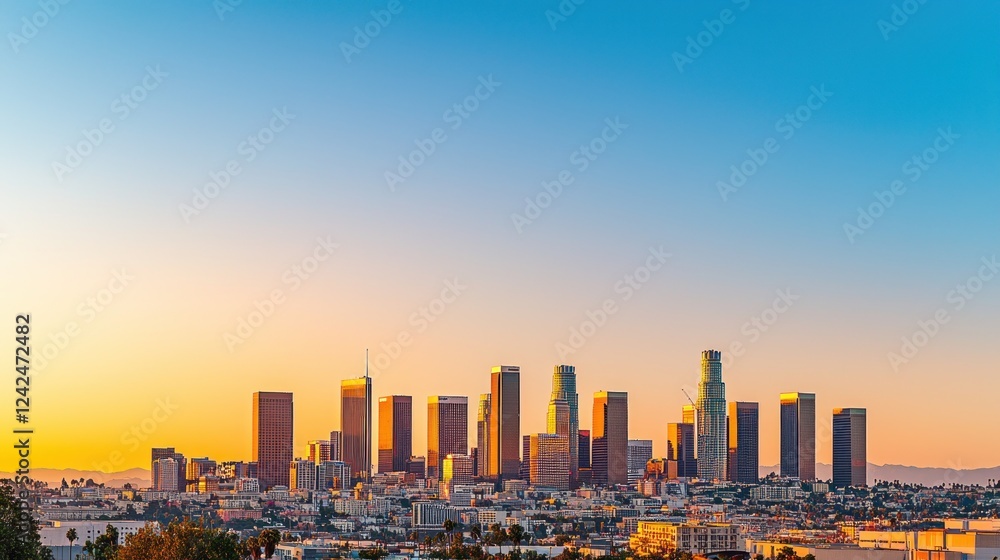 Obraz premium Los Angeles City Skyline at Sunset