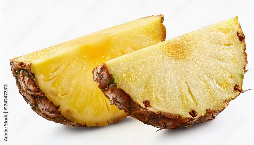 Slice of pineapple. Cut pineapple fruit piece isolated white background Slice of pineapple. Cut pineapple fruit piece isolated white background